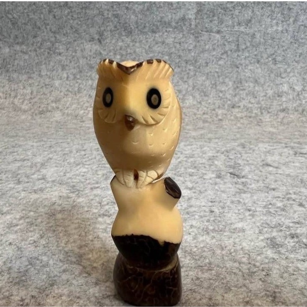 Hand-Carved Tagua Nut Owl‎ Figurine